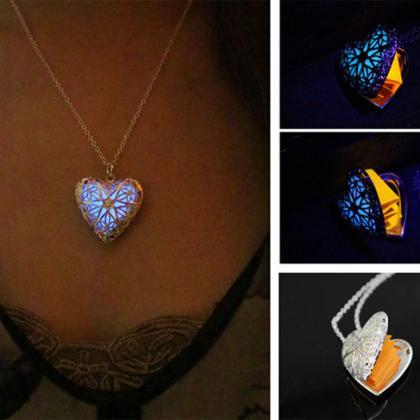 Heart Glowing Necklace, Message Glowing Necklace,..