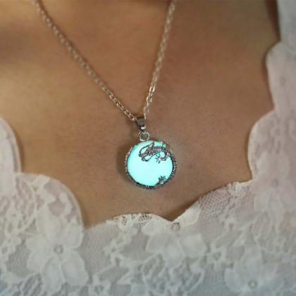 Dragon Glowing Necklace, Turquoise Glow Color,..