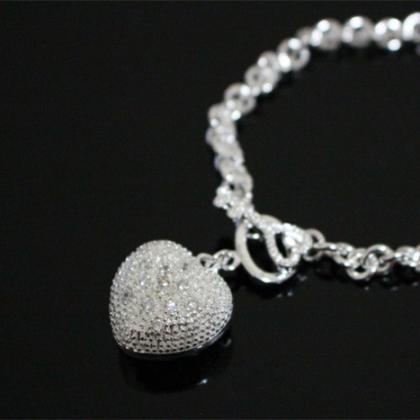 Aquamarine Heart Glowing Bracelet, Birthday Gift,..