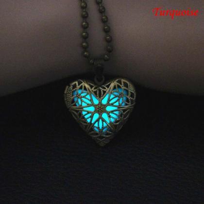 Glowing Heart Necklace,locket Necklace,birthday..
