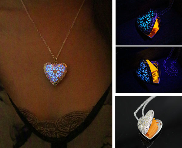 Heart Glowing Necklace, Message Glowing Necklace, Glow Jewelry, Birthday Gift , Father's Day Gift