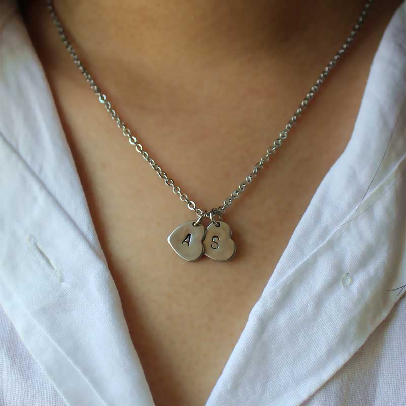Initial Necklace, Sister Necklace, Heart Necklace, Gifts For Her