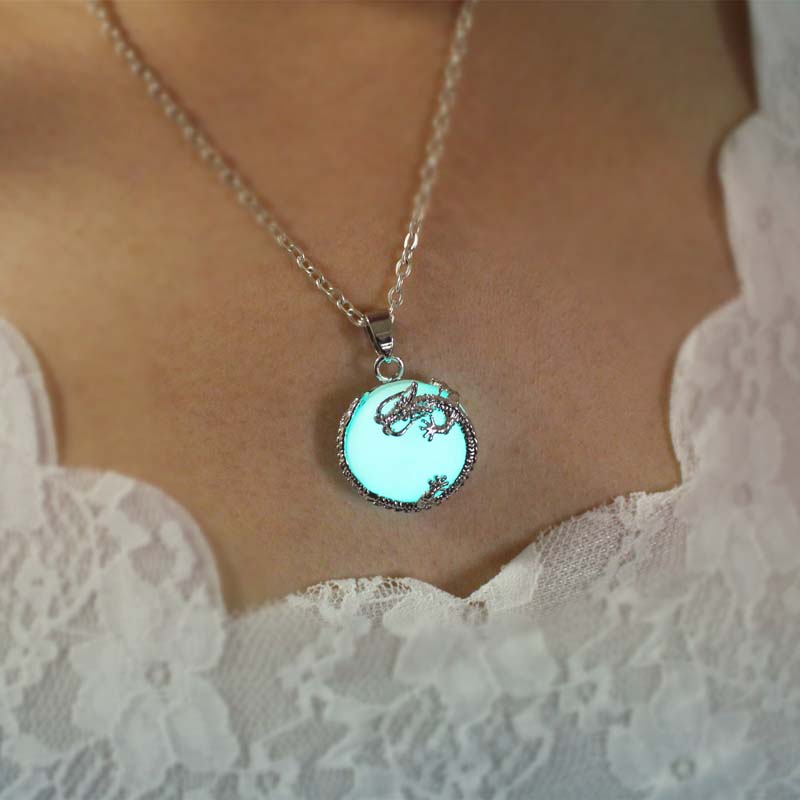 Dragon Glowing Necklace, Turquoise Glow Color, Gifts For Her, Birthday Gifts, Christmas Gift