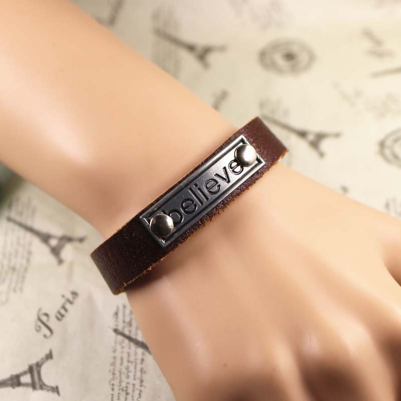Believe Leather Bracelet, Vintage Bracelet, Gifts For Her, Gifts For Him, Birthday Gifts