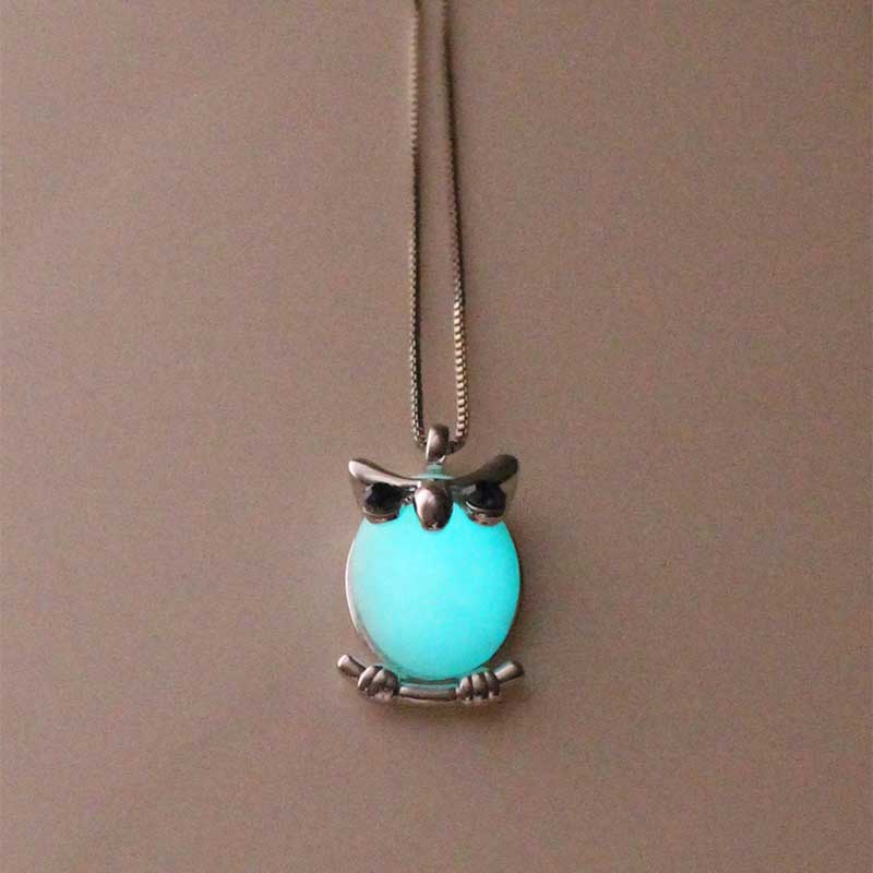 Shipping Turquoise Owl Glowing Necklace,gifts For Her,gifts For Him,birthday Gifts